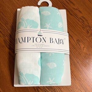 Hampton Baby pre-washed 2 pack Muslin Blankets 36x40 NWT